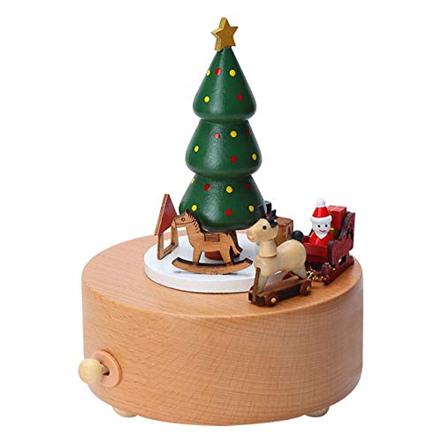 wooden music box with christmas decorations