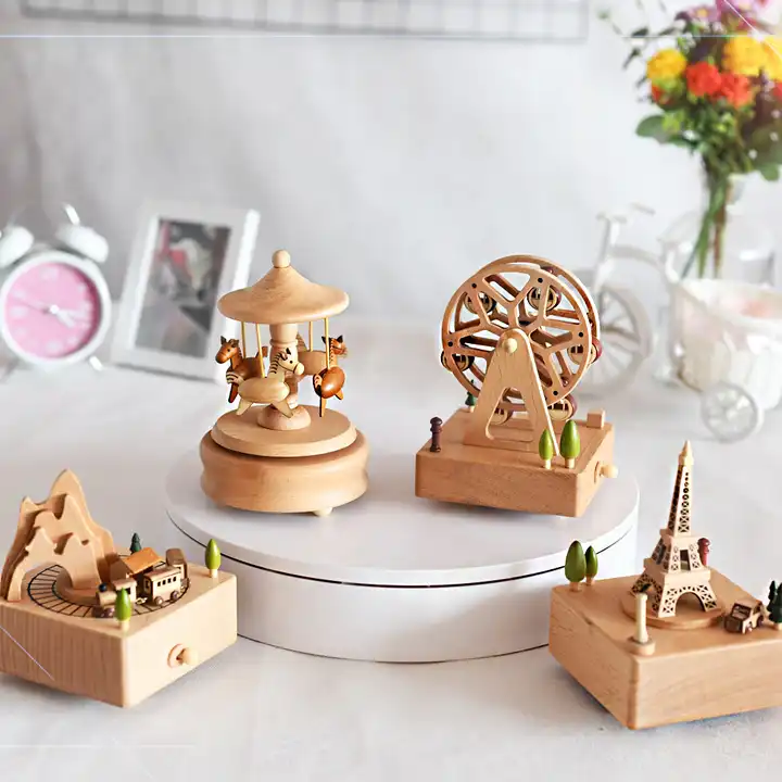 four wooden music box